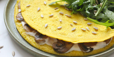 Omelette senza uova con funghi e stracchino (vegan senza glutine)