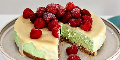 Cheesecake con foglie di pandan