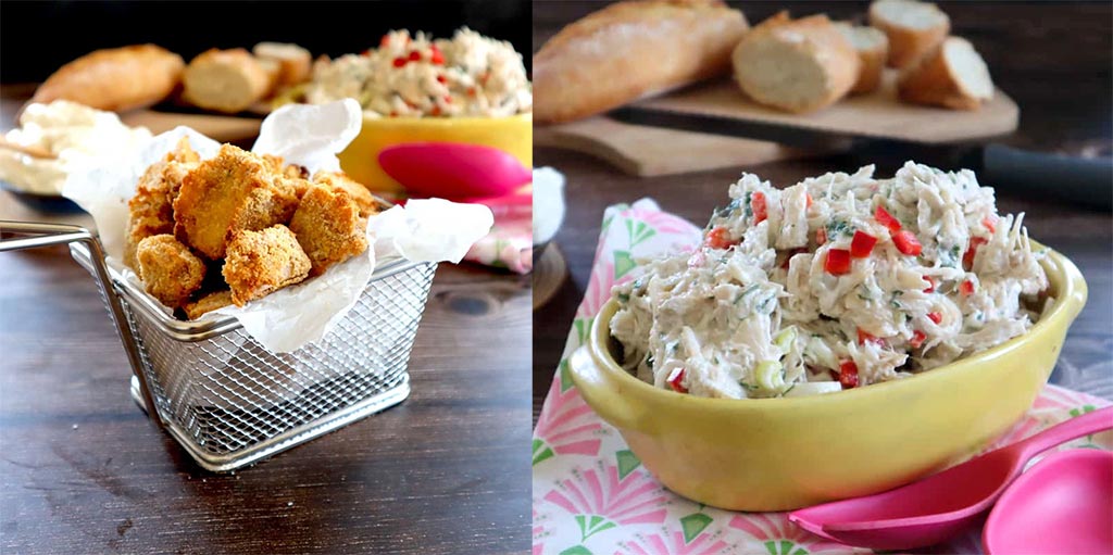 Nuggets e insalata di "pollo" vegano