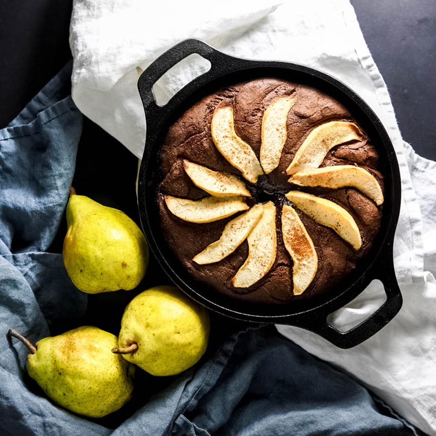 Focaccia dolce cioccolato e pere