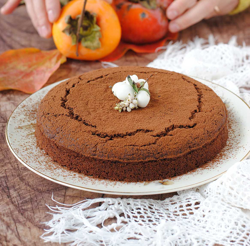 Torta cachi e cioccolato senza glutine