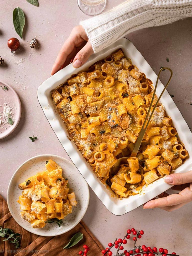 Pasta al forno vegan alla zucca