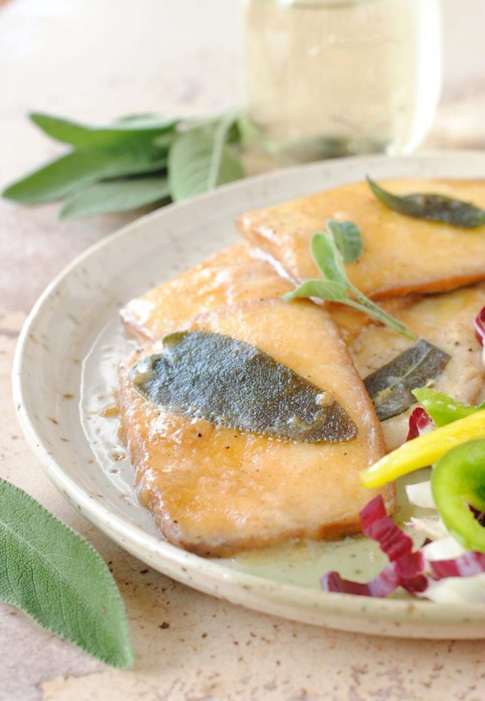 Scaloppine di tofu con riduzione di melograno