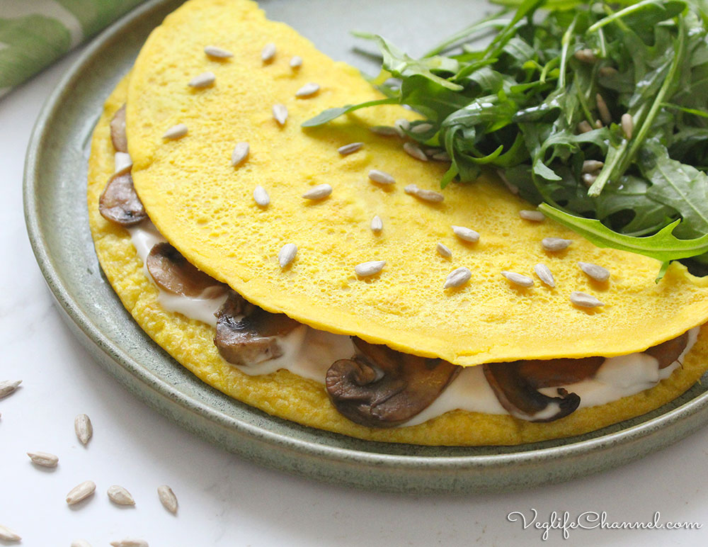 Omelette senza uova con funghi e stracchino (vegan senza glutine)