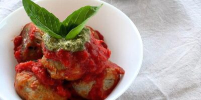 Polpette di lenticchie al sugo di peperoni